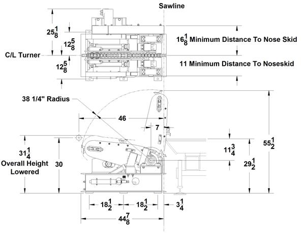 Model 8 Log Turner (Short Mast) Dimensions
